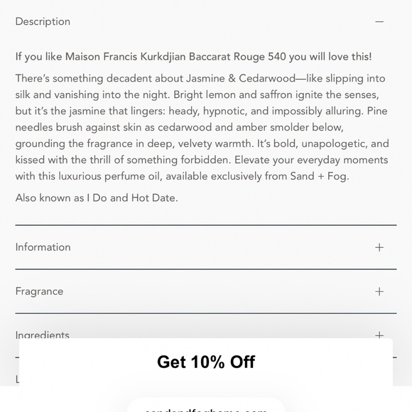 Sand + Fog Jasmine & Cedarwood 50 ml Oil Dropper - Picture 5 of 6